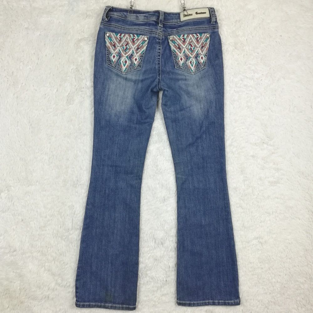 Denim Couture Womens‎ Jeans Boot Cut Southwestern Aztec Embroidered Jeweled 7